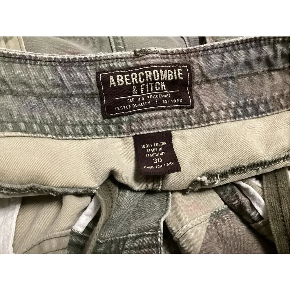 VTG Abercrombie & Fitch Y2K Camo Cargo Shorts Mens Camouflage Drawstring Utility